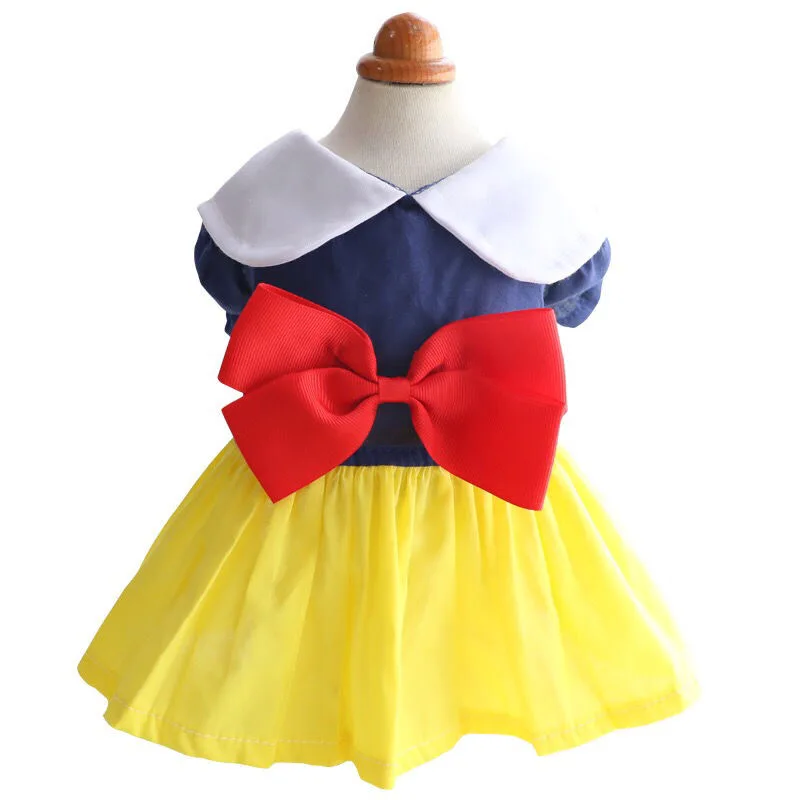 

Female Dog Clothes White Snow Princess Dress Girls Pet Cartoon Outfits Small Dogs Cats Bowknot Skirt Chihuahua Schnauzer Dresses