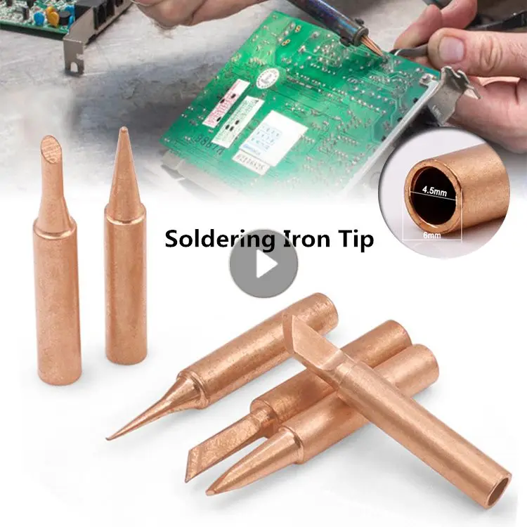 

5PCS I+B+K+2.4D+3C Soldering Iron Pure Copper 900M-T Soldering Iron Head Set Inside Hot Bare Copper Electric Soldering Iron Tip