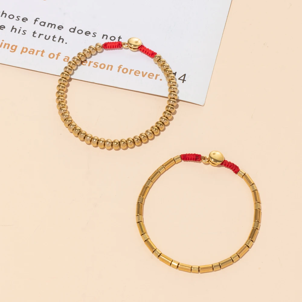 Женские браслеты из гематита и бусин золотого цвета невыцветающие круглые