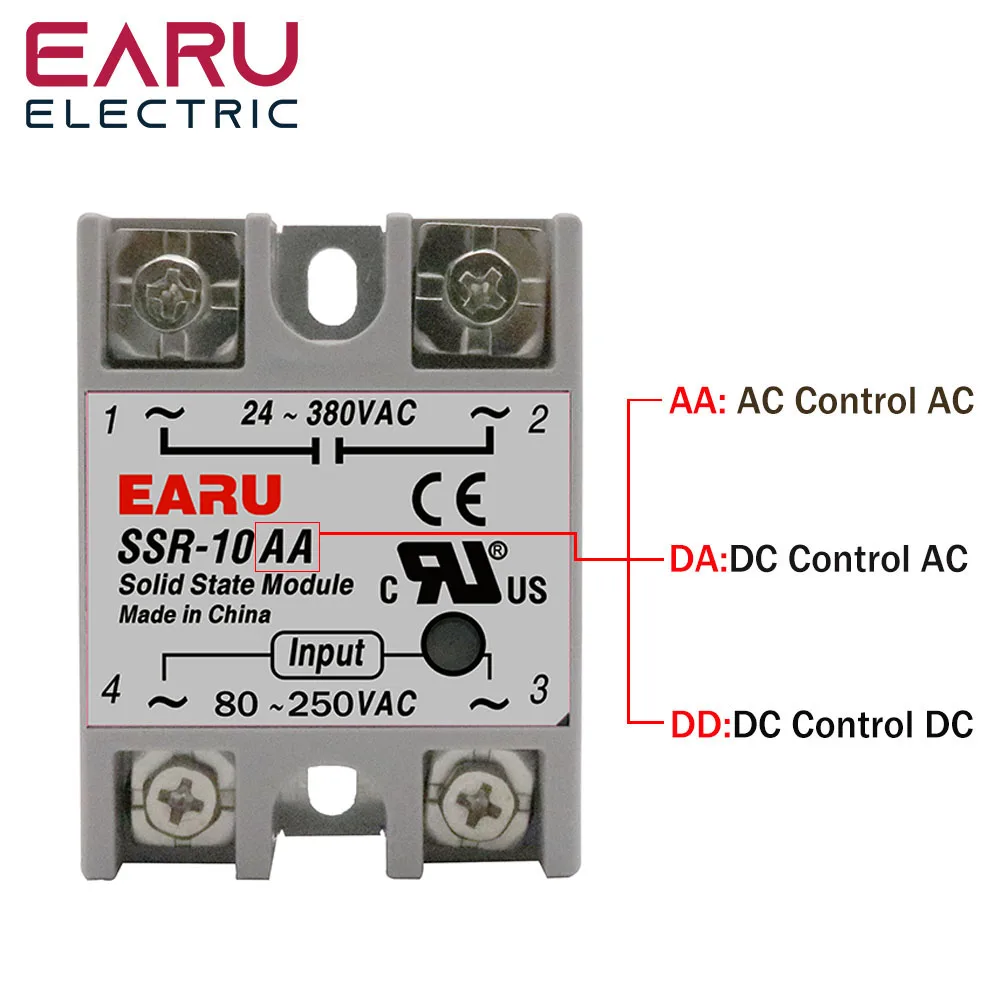 SSR-25DA SSR-40DA SSR-40AA SSR-40DD SSR 10A 25A 40A 60A 80A 100A DD DA AA Solid State Relay Module for PID Temperature Control - купить по