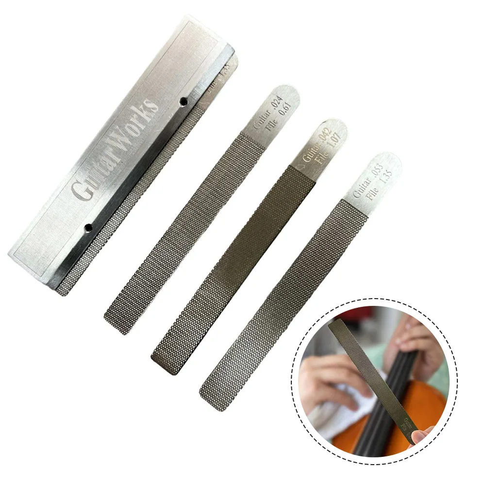 

4PCS/Set Guitar Nut Files Fret Crowning Slot Filing Luthier Repair Tool Kit Repairing Maintaining Musical Instrument Guitar Tool