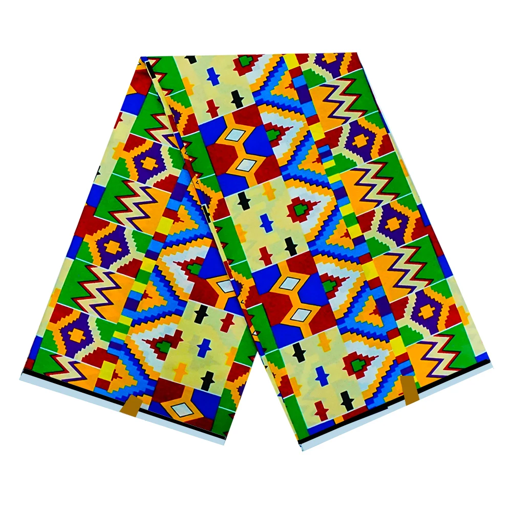 Африканская восковая ткань Mirafeel с принтом из 100% хлопка оранжевого цвета 6 ярдов