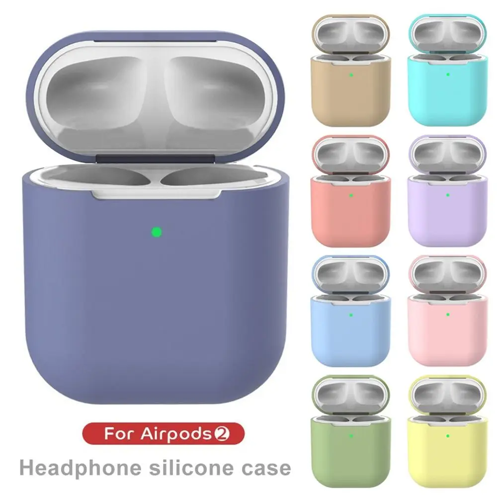 Защитный чехол для беспроводных наушников Airpods 2 цвет в ассортименте