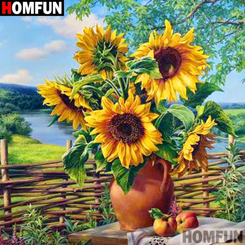 HOMFUN 3D алмазная живопись &quotЦветок Подсолнух&quot DIY полный стразы дрель наборы