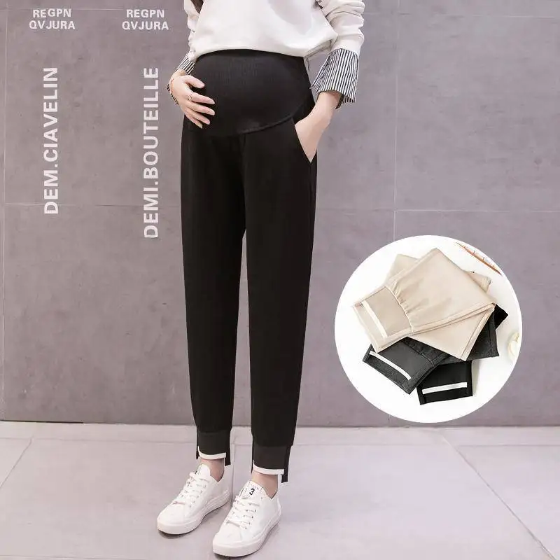 

New pregnant women's spring and autumn outer wear pants Korean sports pants high waist abdomen support summer casual pregnant wo