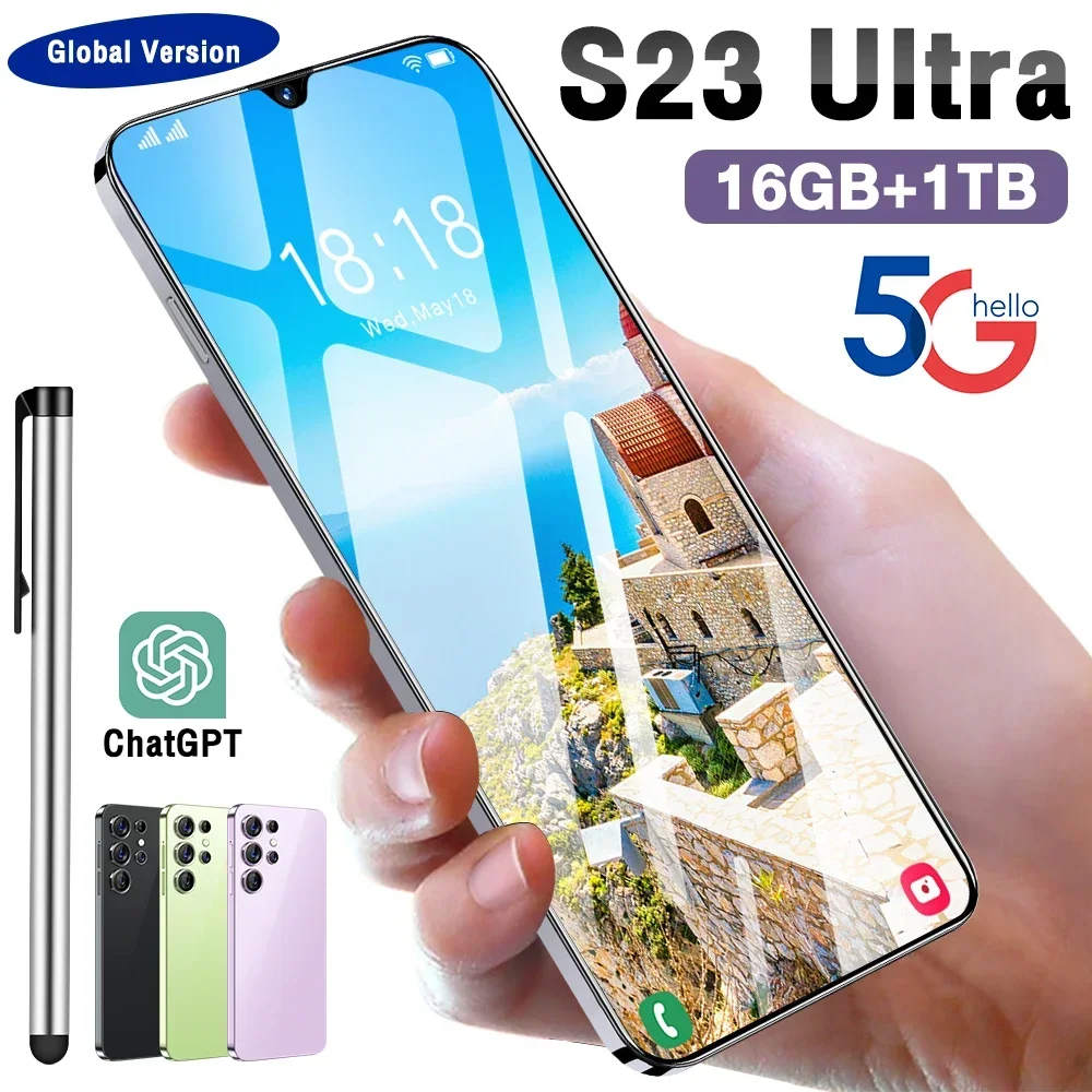 

Smartphone S23 Ultra 2023 Brand New 7.3 Inch HD 16+1TB Full Screen Global Version Unlocked android New Phone 5G Mobile Phones