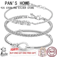 new hot 925 sterling silver exquisite tennis eternal love bracelet suitable for the original ladies pandora charm jewelry
