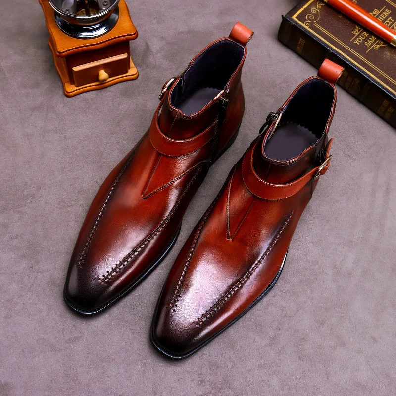 Мужские ботинки из натуральной кожи деловая замшевая обувь в британском стиле