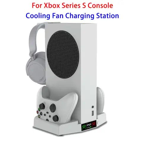 Для консоли Xbox серии S, охлаждающий вентилятор с двойным контроллером, зарядная станция, док-станция с подставкой для наушников для XSS