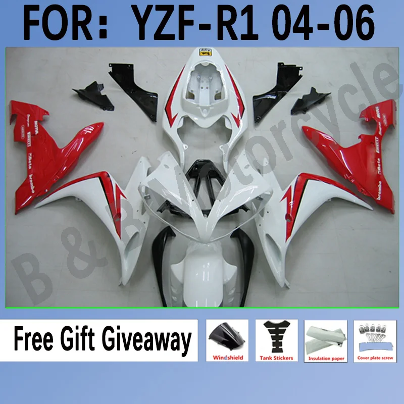 

Новый комплект обтекателей для мотоцикла из АБС-пластика подходит для YAMAHA YZF-R1 2004 2005 2006 R1 04 05 06 комплект обтекателей кузова белый красный