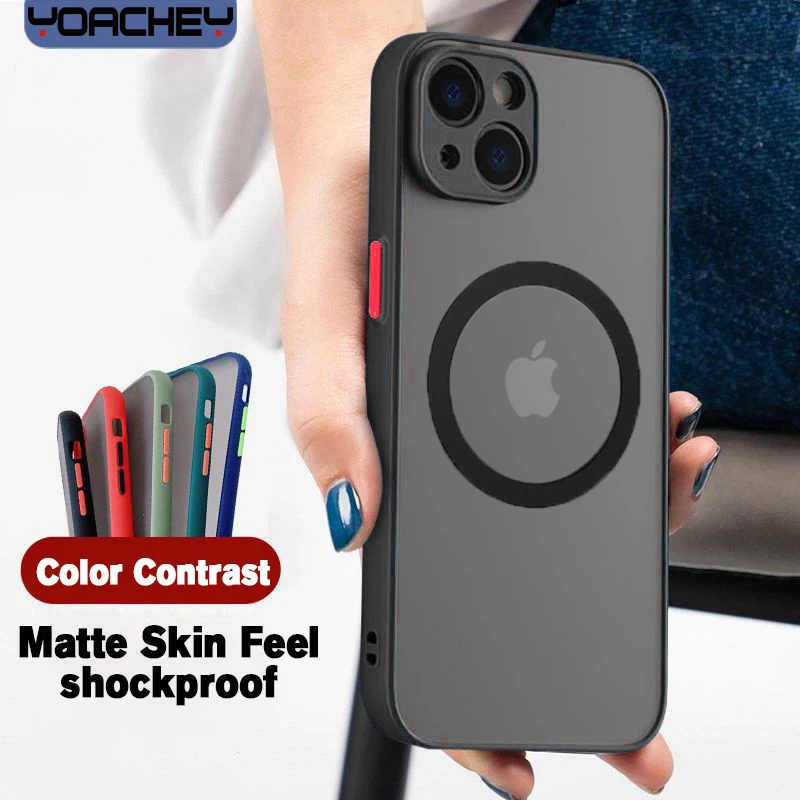 

Luxury Matte Magnetic For Magsafe Wireless Charge Case For iPhone 14 13 11 12 Pro Max Mini Plus XS Max XR X Clear Hard Cover