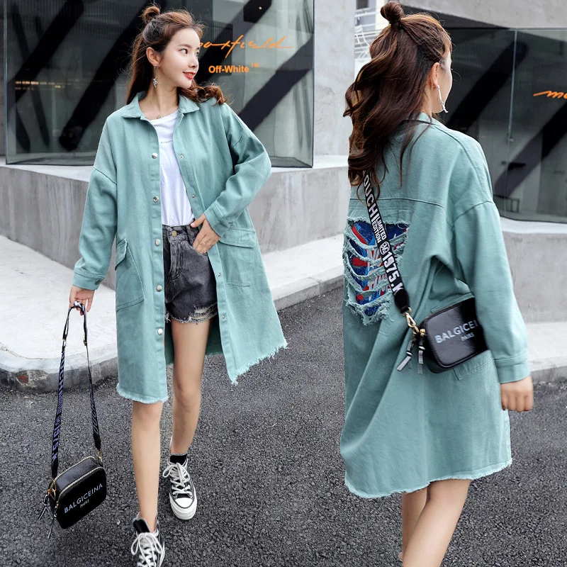 Новинка весна-осень 2022 Корейская версия модная рваная джинсовая куртка средней