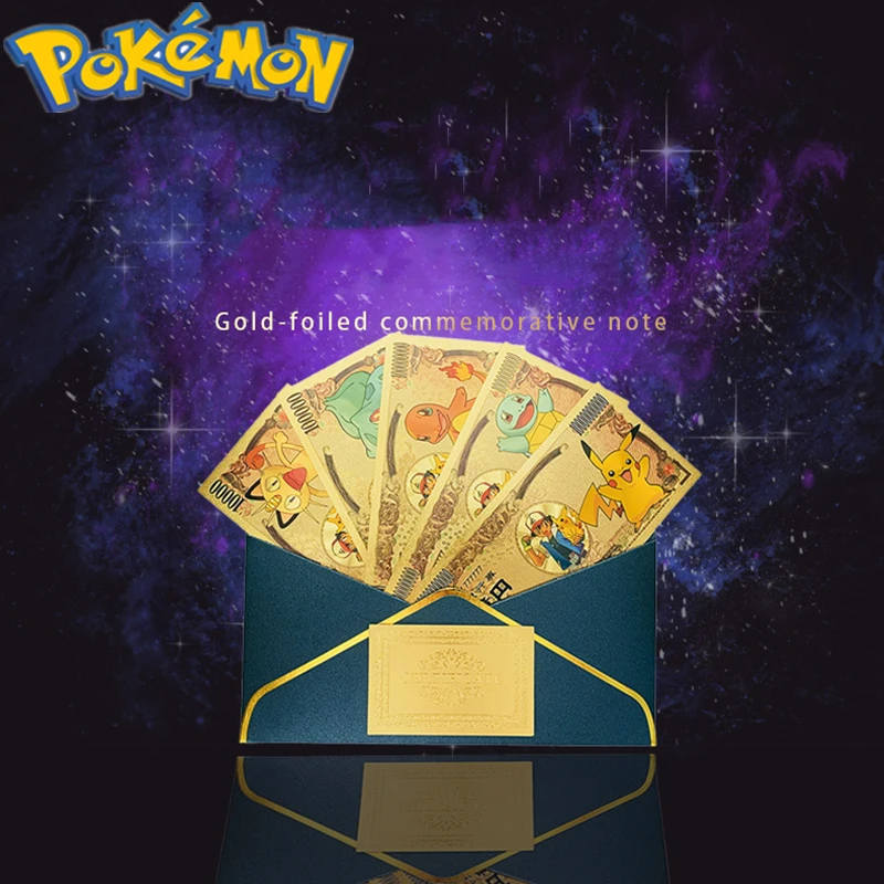 

Японское аниме Покемон Пикачу пластиковые памятные банкноты детские игрушки Рождественский подарок на день рождения Коллекционная открытка