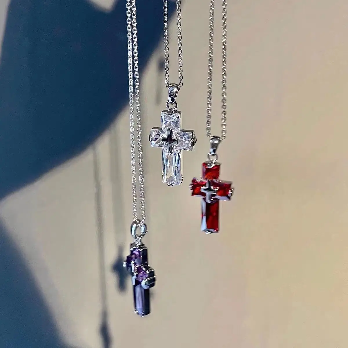 

Ожерелье в стиле ретро усовершенствованный Темный панк хрустальный крест ожерелье милая и крутая горячая девушка ожерелье нишевое