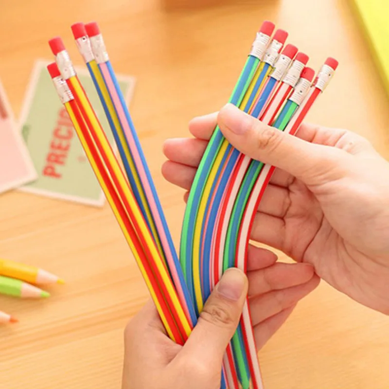 

5PCS/Pack Korea Cute Stationery Colorful Magic Bendy Flexible Soft Pencil with Eraser Student School Office Supplies
