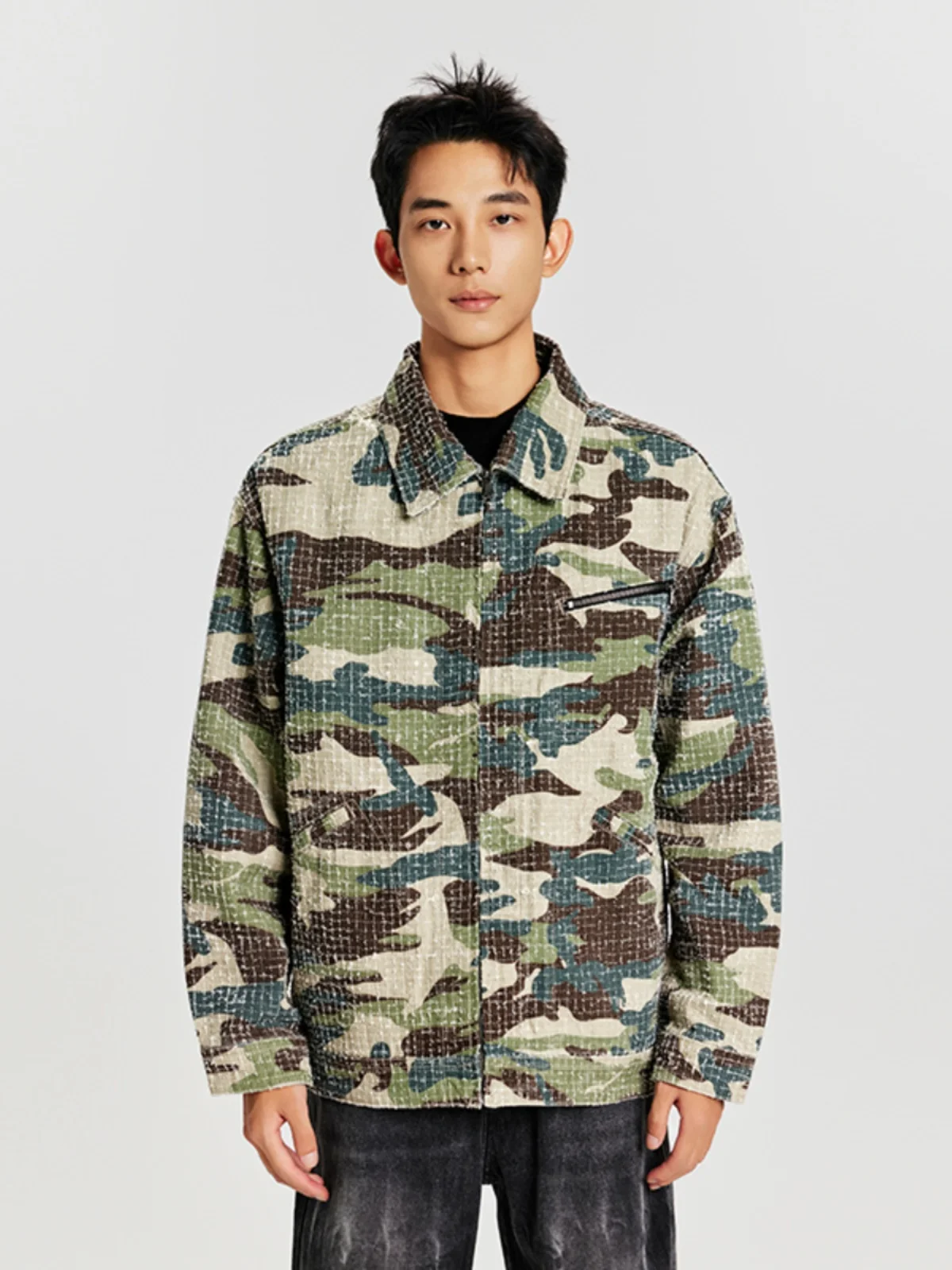 Американское винтажное камуфляжное джинсовое пальто для мужчин осень 2024