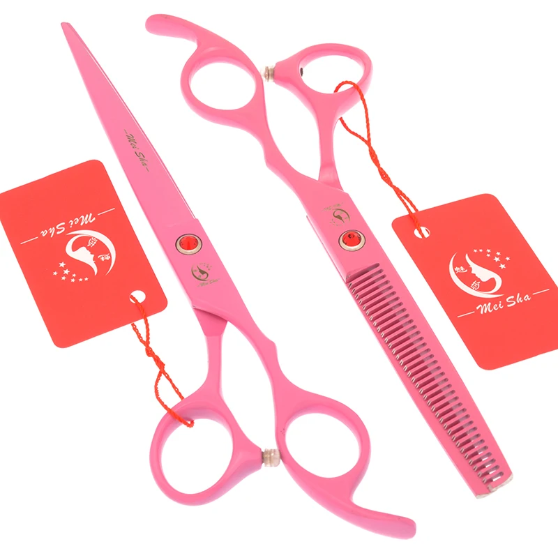 Meisha 7 inch Big Hair Cutting 6.5 inch Thinning Scissors Set Kit Pink Professional Barber Hairdressing Styling Shears A0137A