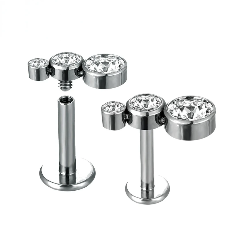 

1PC New G23 Titanium Labret Rings 16G Internal Thread Zircon Lip Stud Cartilage Earrings Tragus Helix Piercing Jewelry Unisex