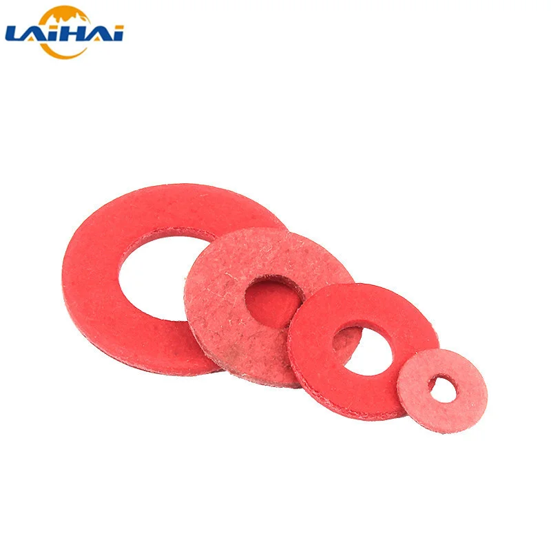 

20/100pcs M2 M2.5 M3 M4 M5 M6 M8 M10 M12 M14 M16 Red Steel Paper Insulating Flat Washer Insulation Plain Gasket Pad Ring Spacer