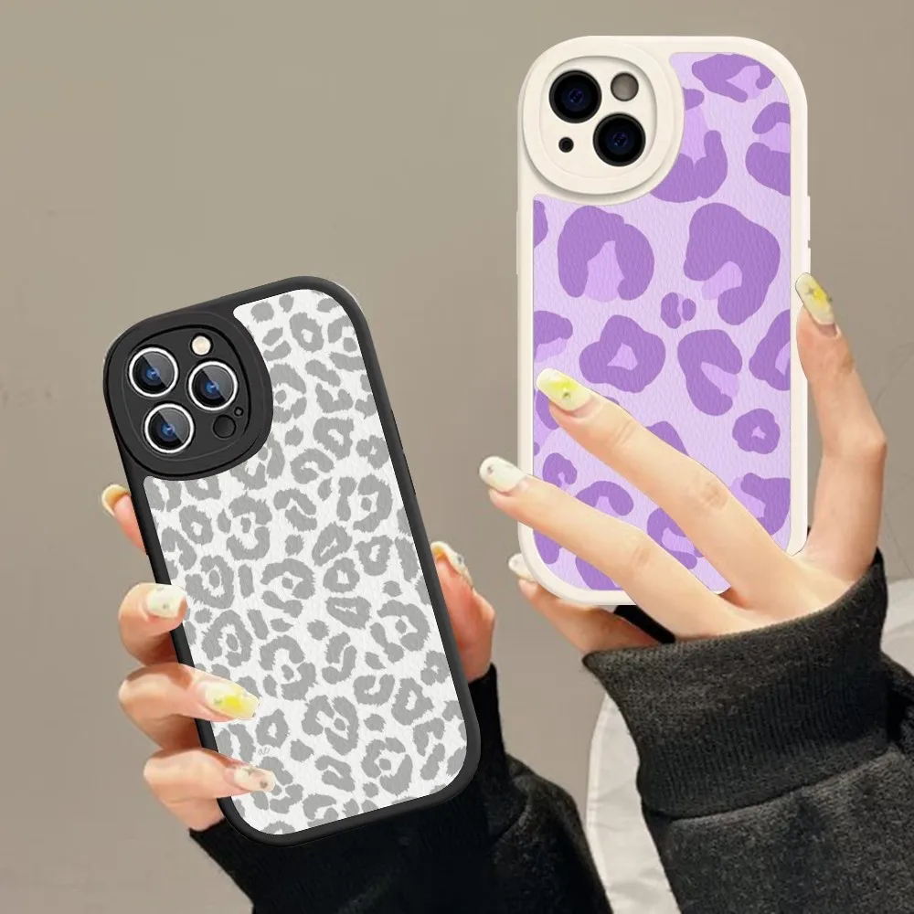 

Fashion Leopard Phone Case Hard Leather For iPhone 14 13 12 Mini 11 14 Pro Max Xs X Xr 7 8 Plus Fundas