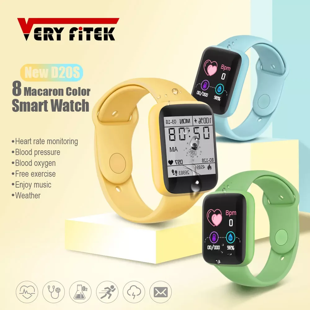 

Обновленные Смарт-часы D20 Pro Macaron Y68 pro Bluetooth фитнес-трекер часы пульсометр кровяное давление смарт-браслет D20s Y68S