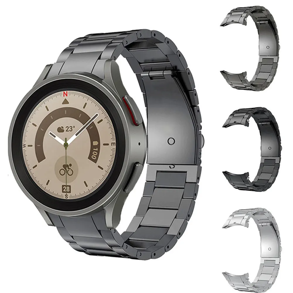

Металлический ремешок для Galaxy Watch 4/5 40 мм 44 мм, Изогнутый наконечник, без зазора, браслет с полумесяцем, титановый браслет для Samsung watch 5 Pro 45 мм