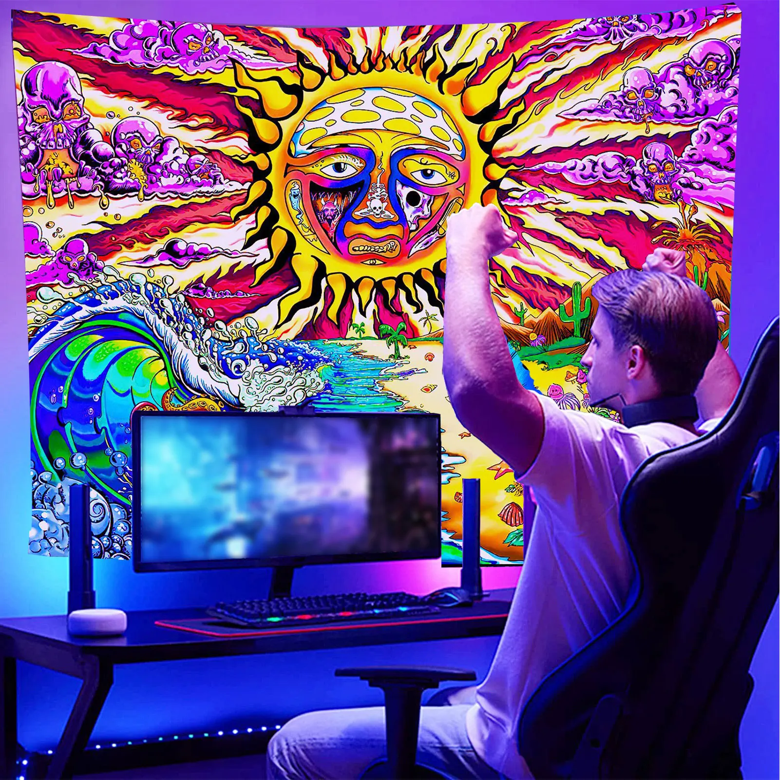 

Trippy Sun Tapestry Aesthetic Witchcraft Wall Hanging Blanket Psychedelic Wall Art Tapestries for Home Bedroom Living Room Decor