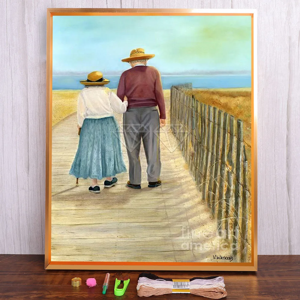 

Cartoon Old Couple Friendship Love Printed Canvas 11CT Cross-Stitch Set Embroidery DMC Threads Sewing Knitting Counted