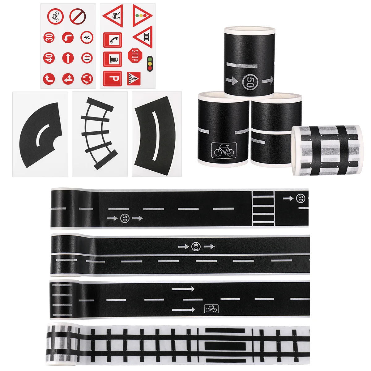 

DIY Road Sticker Traffic Sign Stickers Black Road Sets Traffic Railway Airplane Toys DIY Puzzle for TChildren Toys Birthday Gift