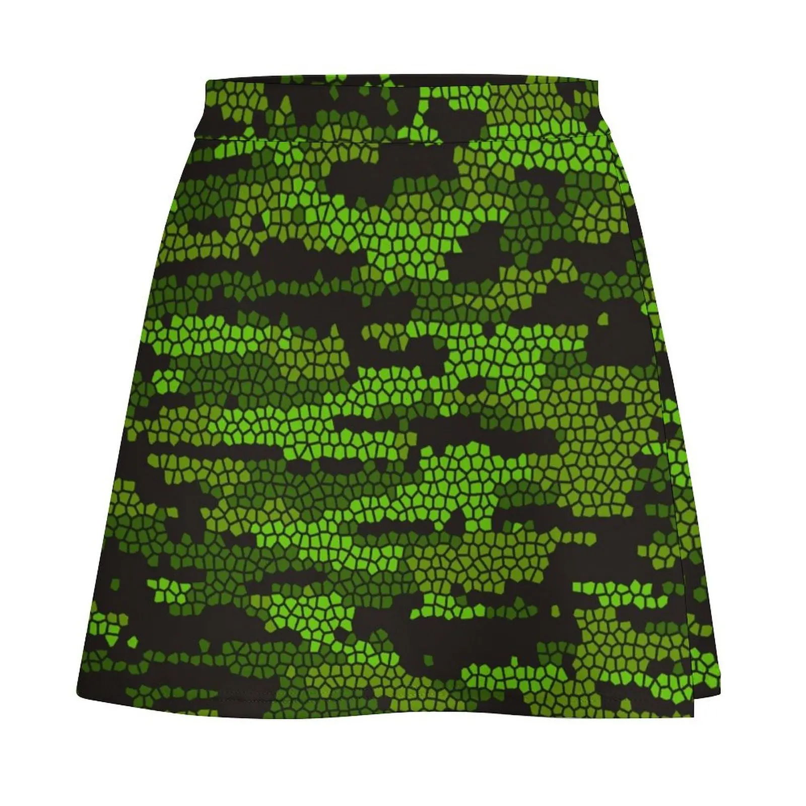 Камуфляжный узор - зеленая мини-юбка женская одежда в корейском стиле 2025 г.