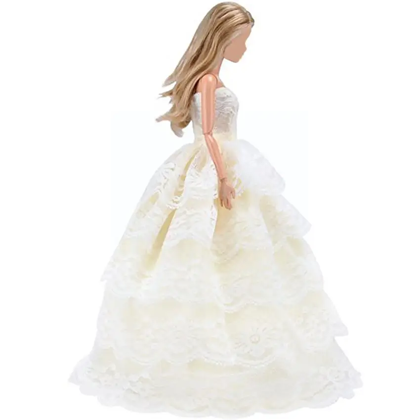 

Многослойное кружевное свадебное платье и вуаль аксессуары для кукол «сделай сам» Праздничная свадебная одежда подарки вечерняя принцесс...