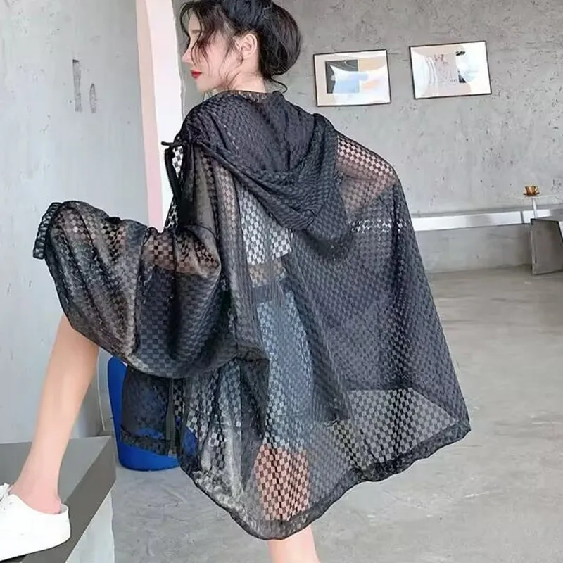 

Летняя одежда с капюшоном для защиты от солнца, женское кружевное пальто, тонкий дышащий Топ, толстовка, корейская мода, оптовая продажа, уличная одежда Grace