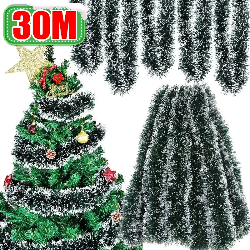 Оптовая продажа рождественская лента гирлянда ленты с мишурой зеленая трость