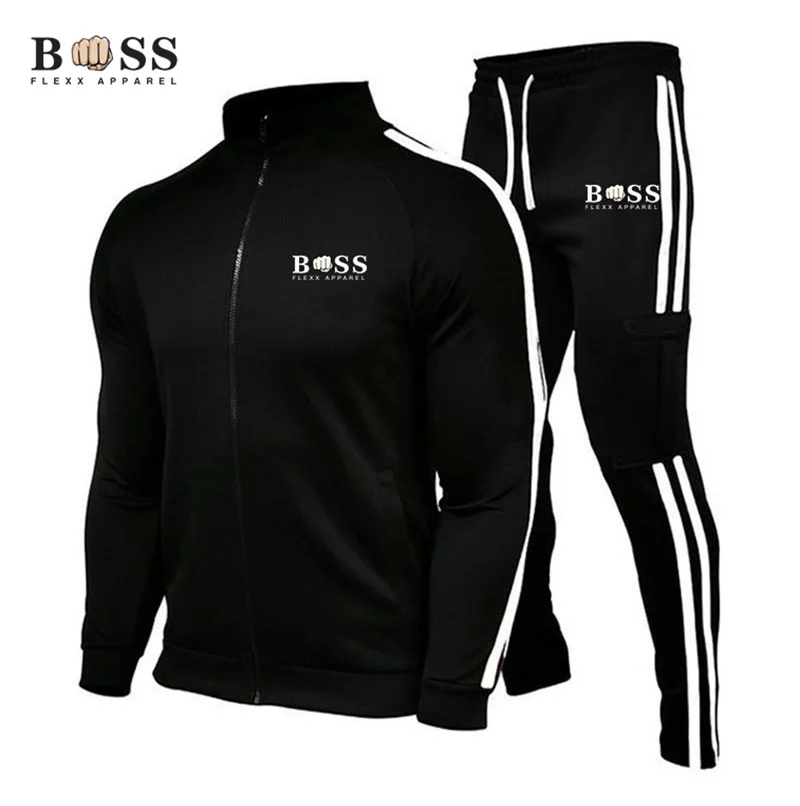 

New High Quality Spring and Autumn Men's Zipper Sportswear Set Fashion Men's Sportswear Set Long sleeved Pants Sportswear Set
