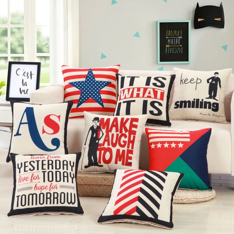 

New Opera Star Printed Cushions Cover Linen Cotton Throw Pillow Case Home Chair Covering Cushions Cover 45x45cm B118