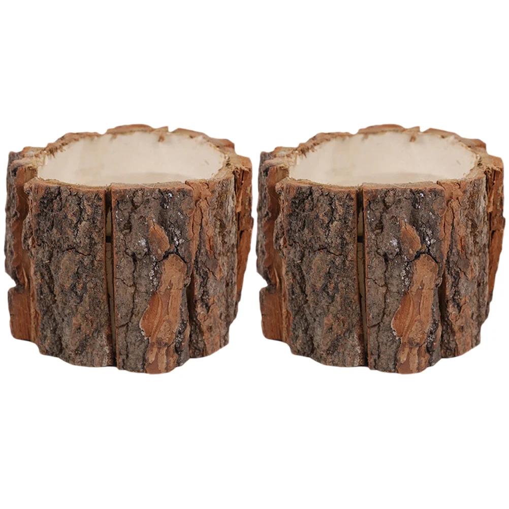 

2 Pcs Small Wood Desk Pen Holder Household Container Desktop Modern Organizer Wooden Cup Office Student