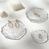 ins irregular shaped glass plate jewelry jewelry manicure photo props photography background transparent storage tray