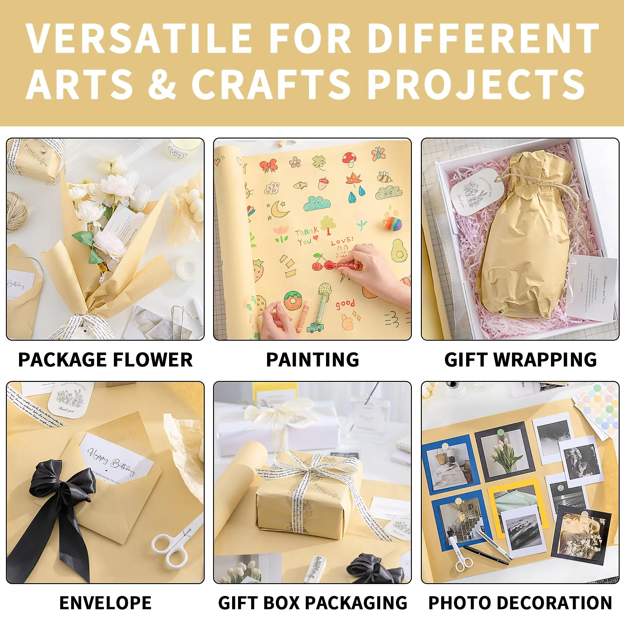 Коричневый рулон крафт-бумаги для искусства и рукоделия 50 см x 10 м мольберт