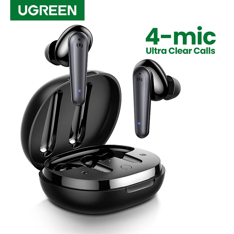 UGREEN-auriculares inalámbricos HiTune T1, cascos con Bluetooth 5,0, TWS, 4 micrófonos, estéreo, USB C, carga rápida