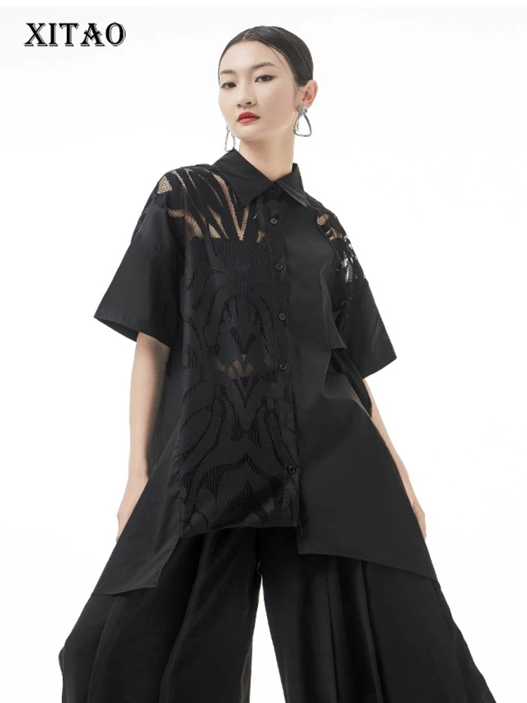 

XITAO Solid Single Breasted Shirt Women Korea 2022 Summer New Arrival Fashion Loose Turn-down Collar Short Sleeve Shirt WLD6992