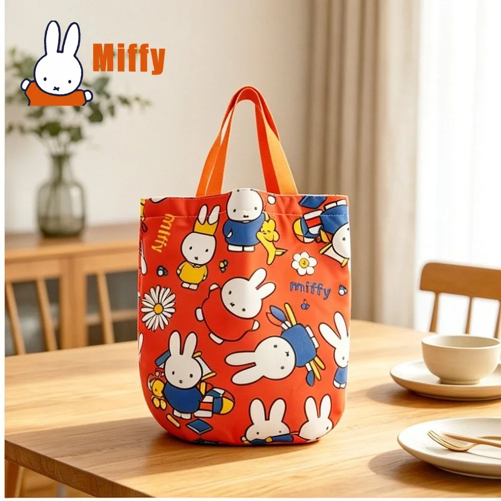 Фото Сумка для обеда Kawaii Miffy с милым кроликом, термосумка-тоут, водонепроницаемый изолированный контейнер для бенто, органайзер для еды, подарок для пикника №3
