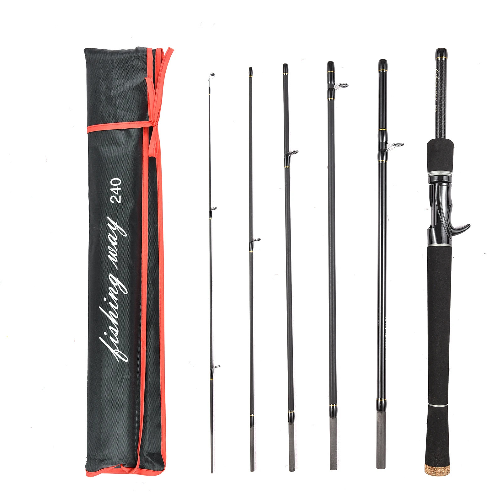 

Portable Full Carbon Fishing Po-le Ultralight Seat Fast Action 2.1M/2.4M Spinning and Casting Travel Fishing Rod