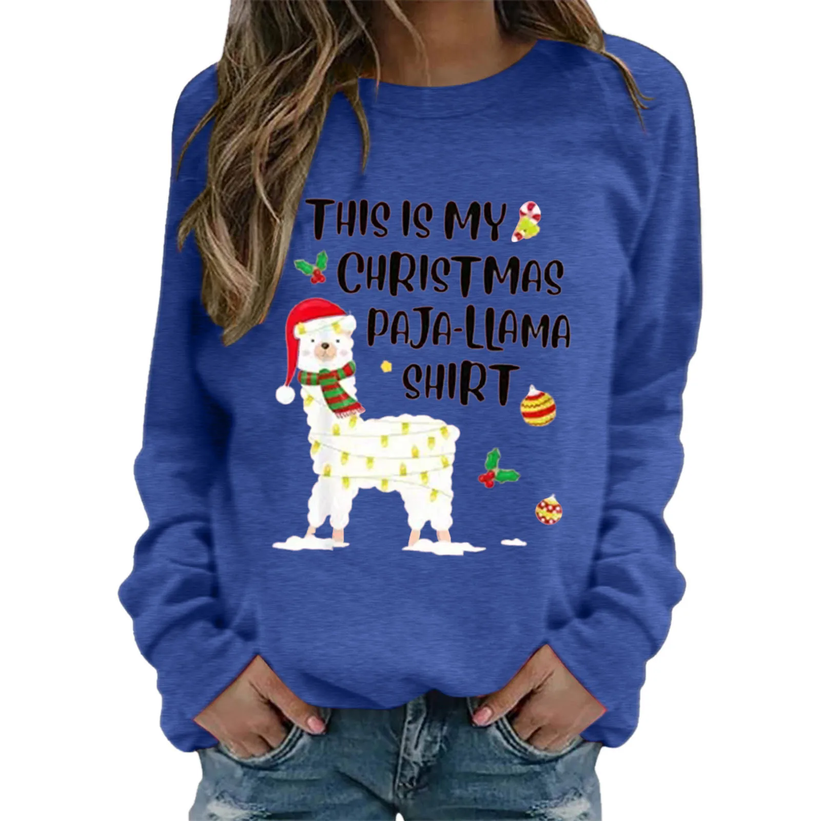 

Womens Autumn Winter Casual Hoodie Sweatshirt Christmas Printed Long Sleeve Pullover Sweatshirt Fashion Top