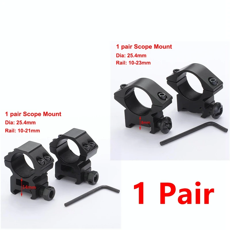 

1Pair 25.4mm Rifle Scope Mount Ring Weaver 21 / 23mm Base Rail Air Rifle Hunting Dovetail Rail Caza Hunting Sight Accessories