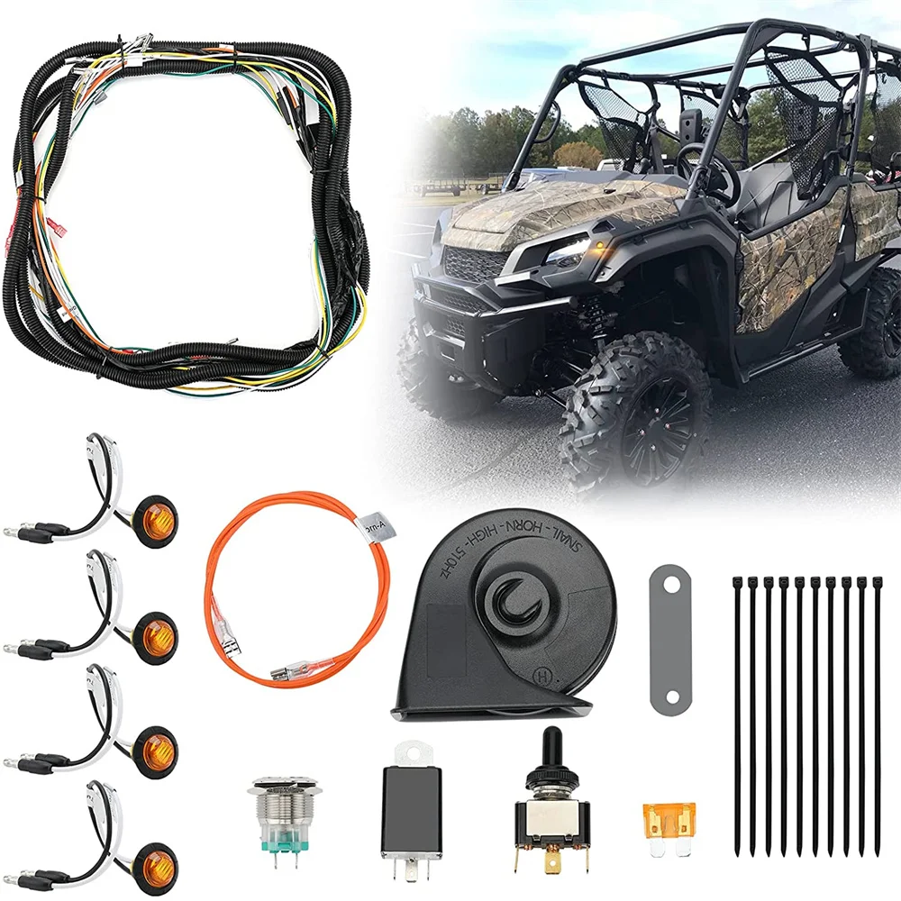 UTV ATV Turn Signal Kit Universal Street Legal With Toggle Switch And Horn Kit Amber LED For Pioneer RZR Can-Am Kawasaki