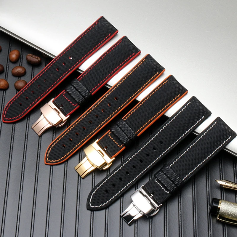 For Omega Seiko Tissot wristband, high quality nylon strap, waterproof silicone strap, with butterfly buckle strap 20 22mm 24mm