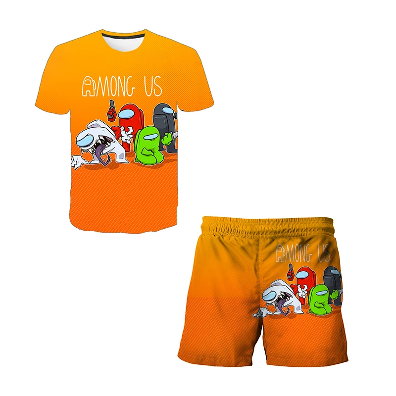 

Summer Baby Boys Girls Cartoon Impostor T Shirt + Shorts Set Clothes Kids Cute Cartoon 2pcs Children Among Us Girls Clothing Set