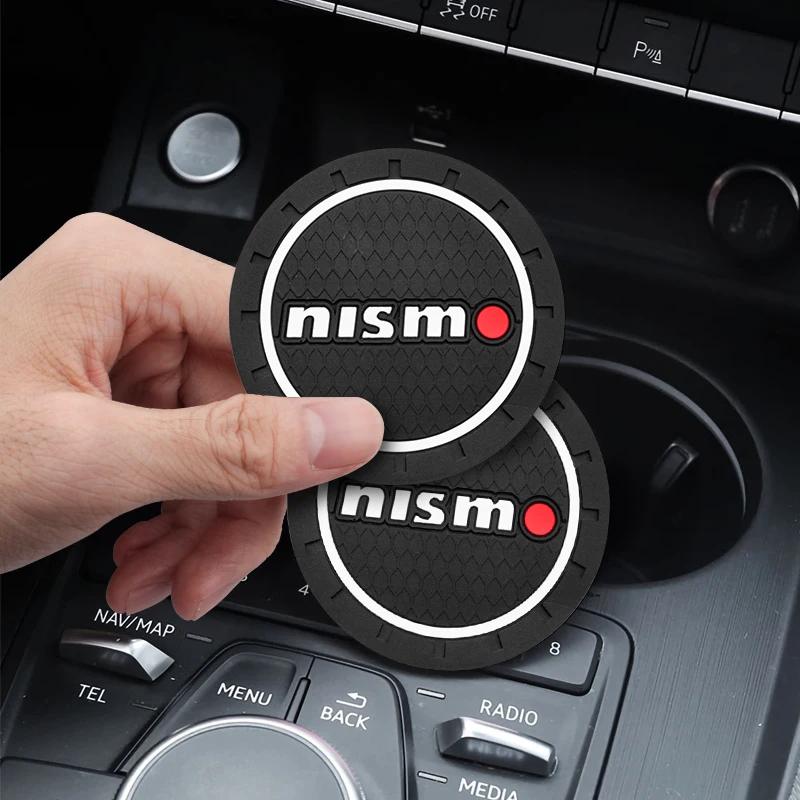 

1/2pcs Nismo Emblem Car Water Cup Holder Coaster Non slip Pad Mat For Nismo Nissan Qashqai Juke X-trail Tiida Almera Car Styling