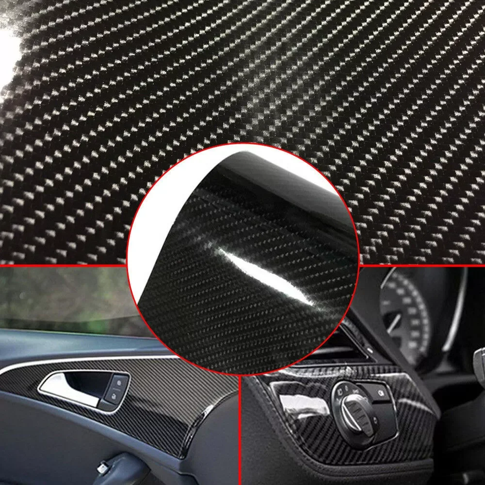 

1pc Car Sticker Car Wrapping Carbon Fiber Black High Quality Replacement
