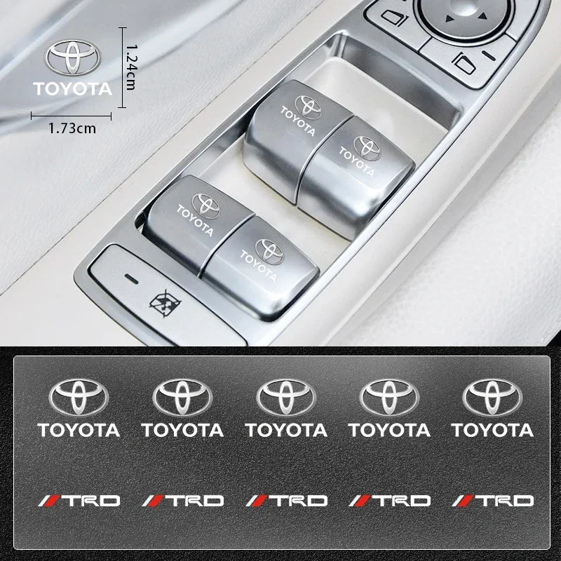 Фото Горячая наклейка на кнопку подъема окна автомобиля для Toyota TRD, наклейка на руль, эмблема, Стайлинг автомобиля для Toyota Rav4 Corolla Camry Aqua Yar №1